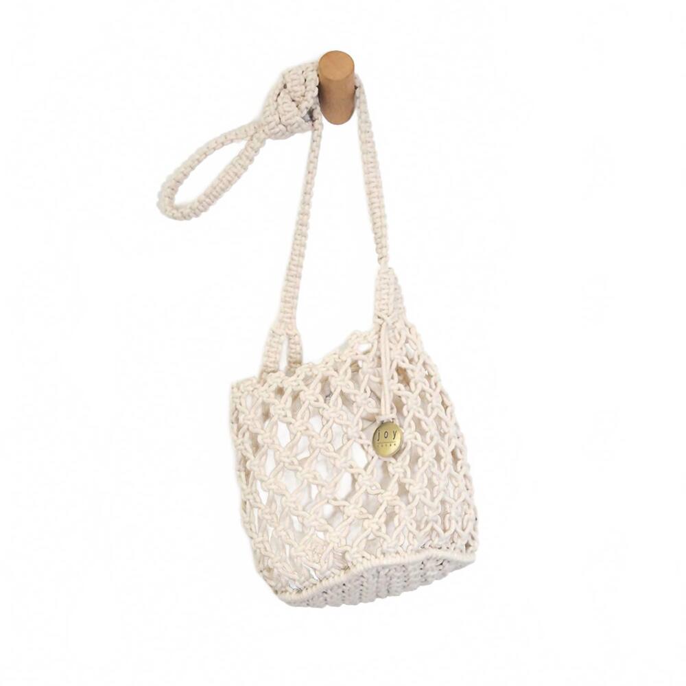 NEW JOY SUSAN women's macrame crossbody bag in white sand